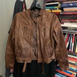 Brown leather jacket